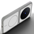 Angled view of Grey-White mobile case for Vivo X300 Pro 5G with proper charging port cutout, speaker holes and strong corner protection.