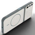 Angled view of Grey-White mobile case for Vivo Y20 with proper charging port cutout, speaker holes and strong corner protection.