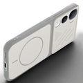 Angled view of Grey-White mobile case for Vivo Y400 5G with proper charging port cutout, speaker holes and strong corner protection.