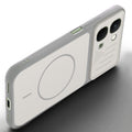 Angled view of Grey-White mobile case for iQOO Z11x 5G with proper charging port cutout, speaker holes and strong corner protection.