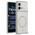 Front and back view of Grey-White protective back cover for Infinix Note Edge with textured sides, camera guard and slim fit design.