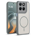 Front and back view of Grey-White protective back cover for Motorola G37 5G with textured sides, camera guard and slim fit design.