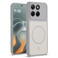 Front and back view of Grey-White protective back cover for Motorola Moto Edge 70 Fusion 5G with textured sides, camera guard and slim fit design.