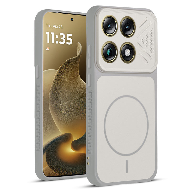 Front and back view of Grey-White protective back cover for Motorola Signature with textured sides, camera guard and slim fit design.