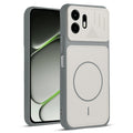 Front and back view of Grey-White protective back cover for OnePlus N6 5G with textured sides, camera guard and slim fit design.