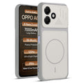 Front and back view of Grey-White protective back cover for Oppo A6C 4G with textured sides, camera guard and slim fit design.