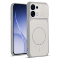 Front and back view of Grey-White protective back cover for Oppo F31 5G with textured sides, camera guard and slim fit design.
