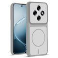 Front and back view of Grey-White protective back cover for Oppo F31 Pro 5G with textured sides, camera guard and slim fit design.