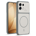 Front and back view of Grey-White protective back cover for Oppo F35 Pro 5G with textured sides, camera guard and slim fit design.