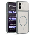 Front and back view of Grey-White protective back cover for Oppo K14x 5G with textured sides, camera guard and slim fit design.