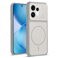 Front and back view of Grey-White protective back cover for Oppo Reno 16 5G with textured sides, camera guard and slim fit design.