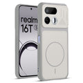 Front and back view of Grey-White protective back cover for Realme 16T 5G with textured sides, camera guard and slim fit design.