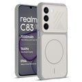 Front and back view of Grey-White protective back cover for Realme C83 5G with textured sides, camera guard and slim fit design.