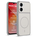 Front and back view of Grey-White protective back cover for Redmi 15A 5G with textured sides, camera guard and slim fit design.