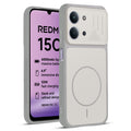 Front and back view of Grey-White protective back cover for Redmi 15C 5G with textured sides, camera guard and slim fit design.