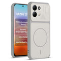 Front and back view of Grey-White protective back cover for Redmi 17 5G with textured sides, camera guard and slim fit design.