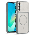 Front and back view of Grey-White protective back cover for Samsung A16 5G with textured sides, camera guard and slim fit design.