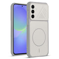 Front and back view of Grey-White protective back cover for Samsung A36 5G with textured sides, camera guard and slim fit design.
