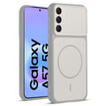 Front and back view of Grey-White protective back cover for Samsung A57 5G with textured sides, camera guard and slim fit design.