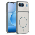 Front and back view of Grey-White protective back cover for Vivo V80 Lite 5G with textured sides, camera guard and slim fit design.