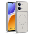 Front and back view of Grey-White protective back cover for Vivo Y05 4G with textured sides, camera guard and slim fit design.