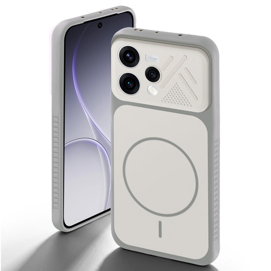 Grey-White back cover for Oppo Reno 15 5G with camera cut protection and ring design on back side.