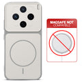 Grey-White back cover for Vivo X200T 5G with printed ring pattern and message showing not compatible with MagSafe charging.