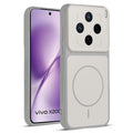 Front and back view of Grey-White protective back cover for Vivo X200T 5G with textured sides, camera guard and slim fit design.