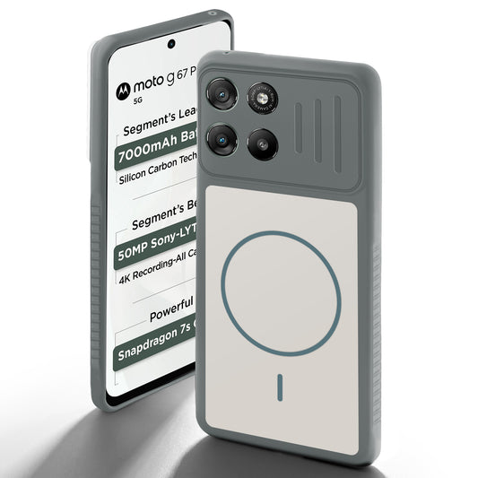 Dual Tone Silicone Grip Back Cover with Camera Protection for Motorola G67 Power 5G