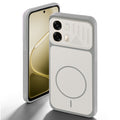 Grey-White back cover for Oppo A6 Pro 5G with camera cut protection and ring design on back side.