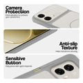 Grey-White phone case for Oppo A6 Pro 5G showing camera safety edges, anti slip side grip and easy press button covers.