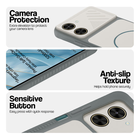 Dual Tone Silicone Grip Back Cover with Camera Protection for Poco C71