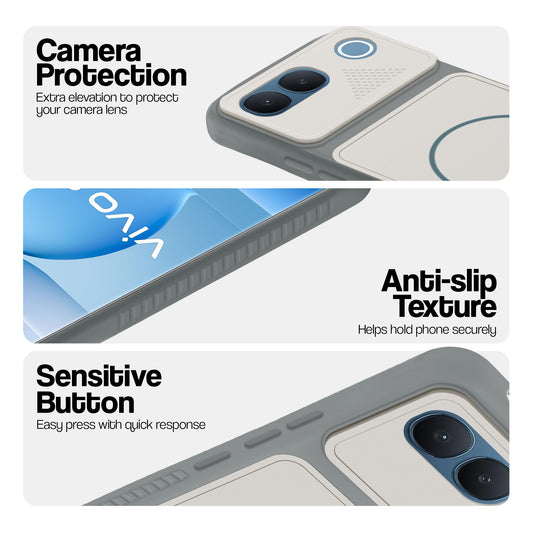 Dual Tone Silicone Grip Back Cover with Camera Protection for Vivo S2 5G