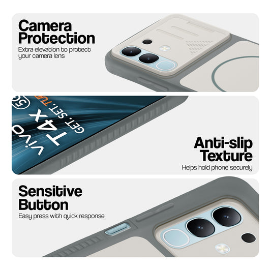 Dual Tone Silicone Grip Back Cover with Camera Protection for Vivo T4x 5G