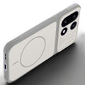 Angled view of Grey-White mobile case for OnePlus 15 5G with proper charging port cutout, speaker holes and strong corner protection.