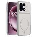 Front and back view of Grey-White protective back cover for OnePlus 15 5G with textured sides, camera guard and slim fit design.