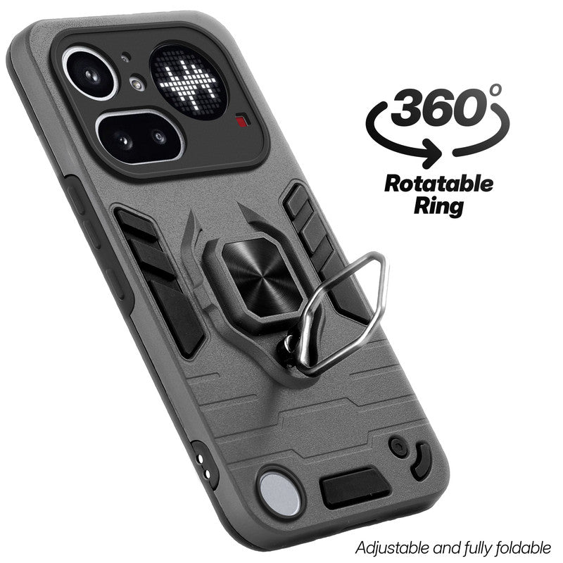 Dual layer shockproof back cover with 360° rotatable ring grip for Nothing Phone 4A Pro 5G