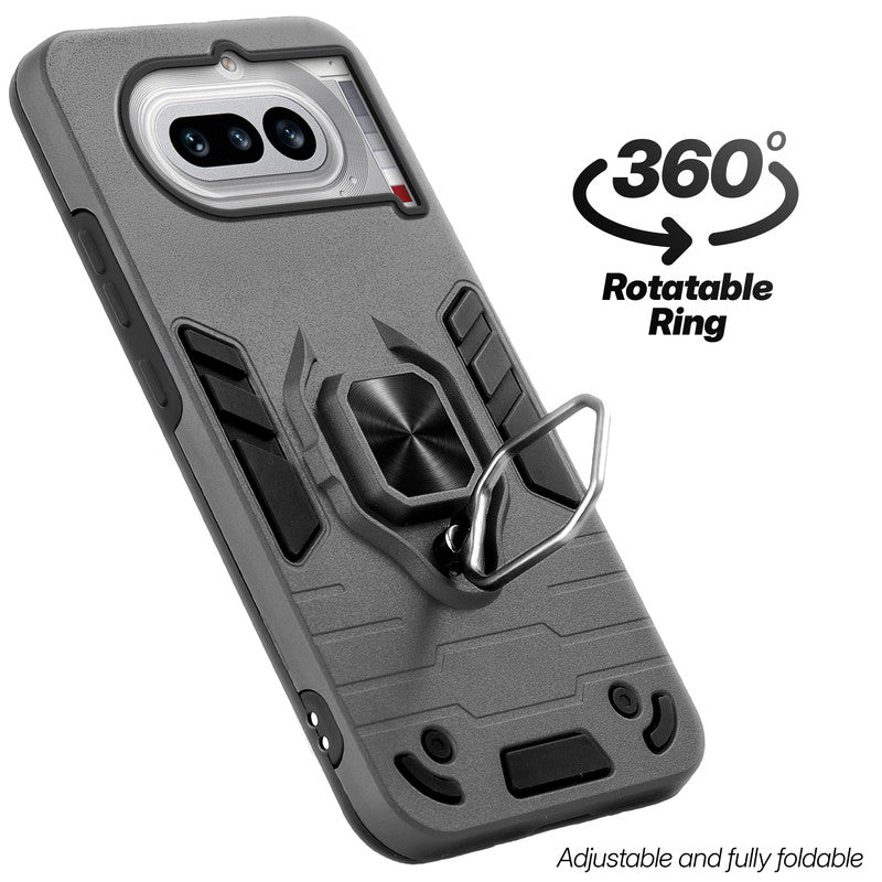 Dual layer shockproof back cover with 360° rotatable ring grip for Nothing Phone 4A 5G
