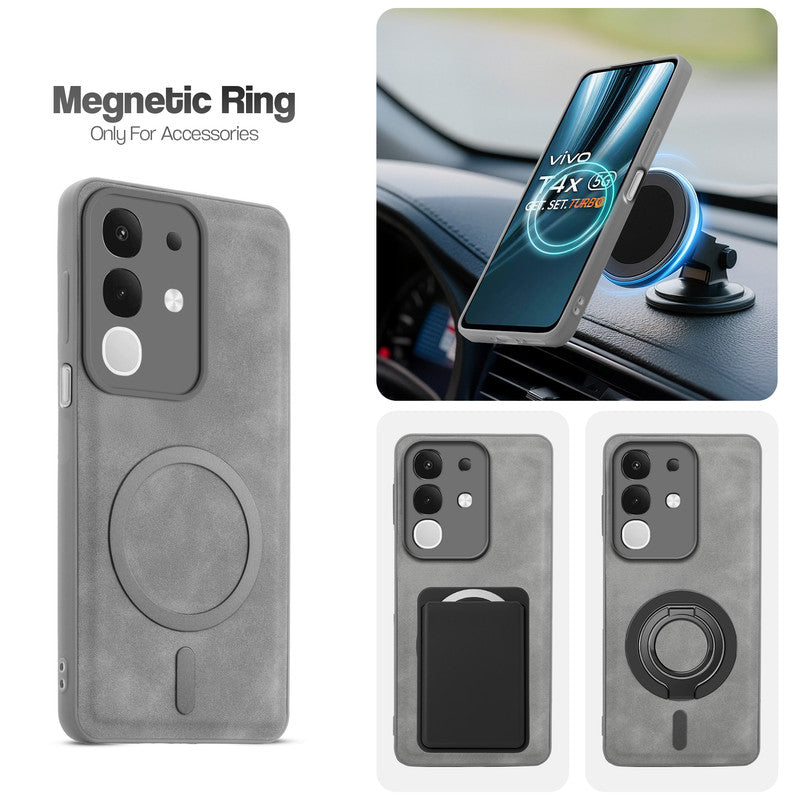 Cushion Grip Leather Case for Vivo T4x 5G