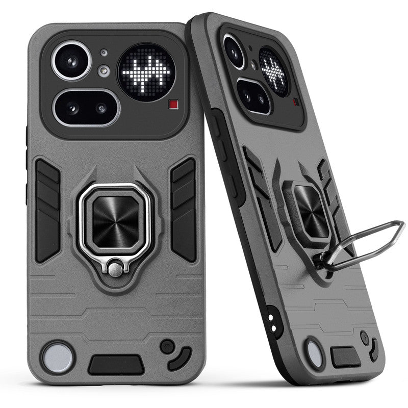 Back view of Nothing Phone 4A Pro 5G case highlighting the built-in rotating metal ring holder