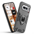 Front and back view of Nothing Phone 4A 5G fitted with a protective case and ring grip