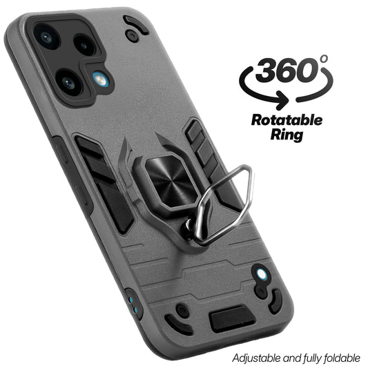 Dual Layer Shockproof Back Cover with 360° Rotatable Ring Grip & Impact Resistant Frame for Nothing Phone 3A Lite