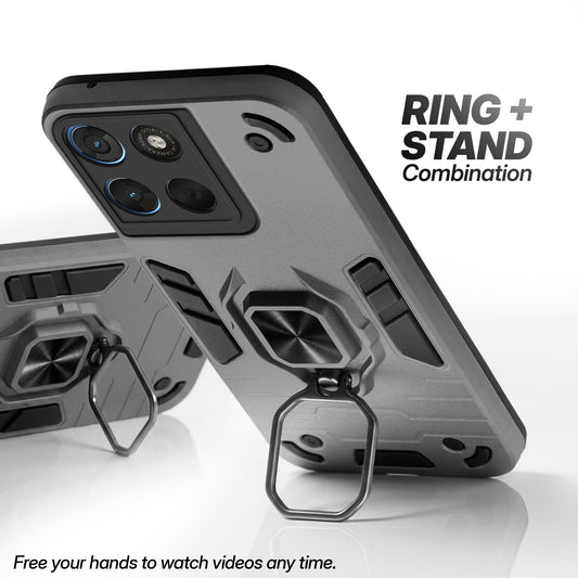 Motorola G57 Power 5G case with foldable ring stand for hands-free viewing in kickstand position