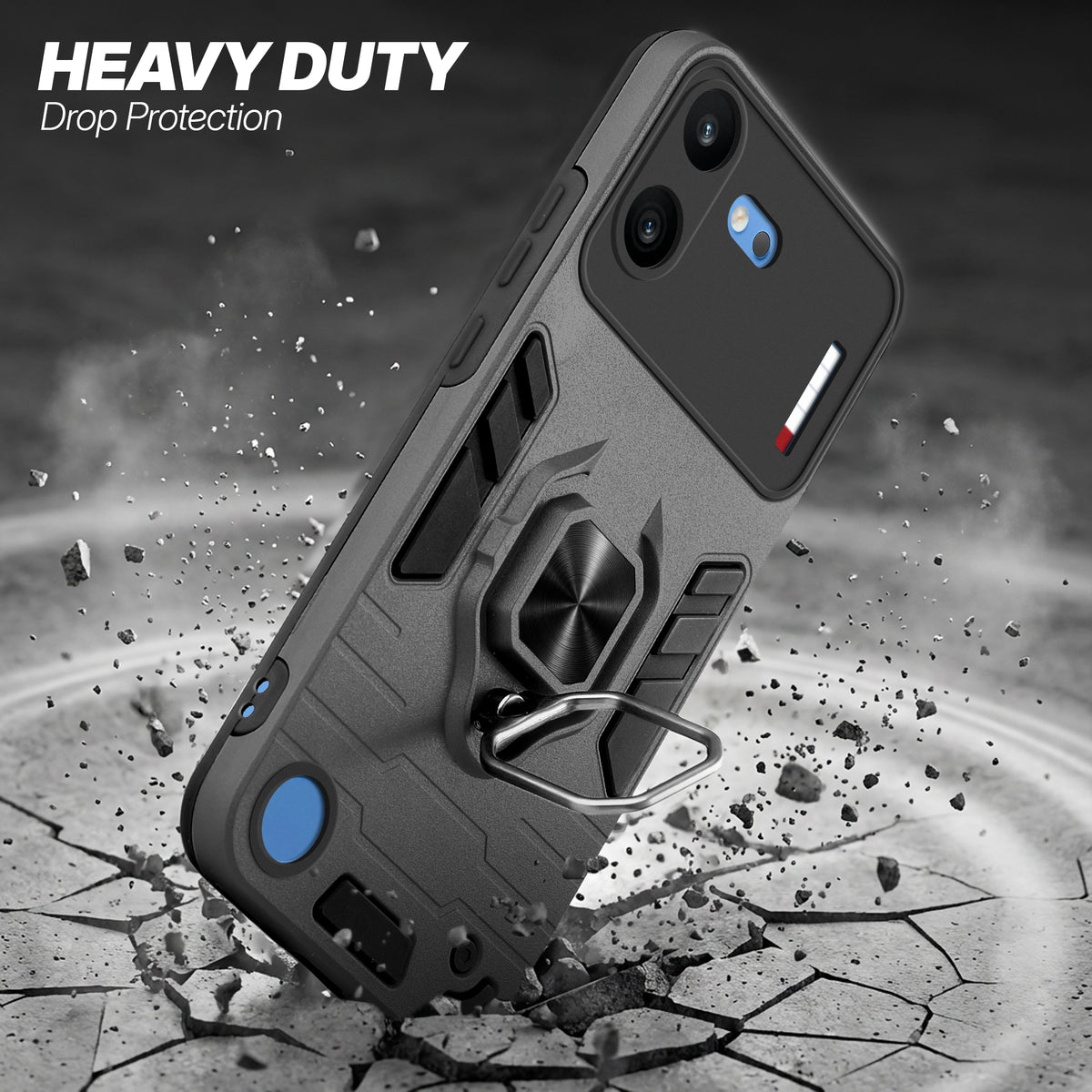 Dual Layer Shockproof Back Cover with 360° Rotatable Ring Grip & Impact Resistant Frame for Nothing Phone 4B 5G