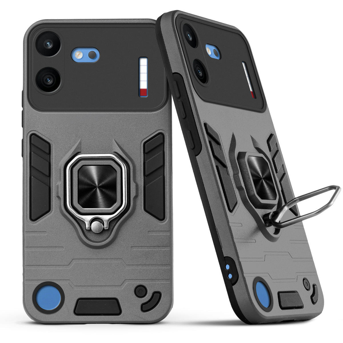 Dual Layer Shockproof Back Cover with 360° Rotatable Ring Grip & Impact Resistant Frame for Nothing Phone 4B 5G