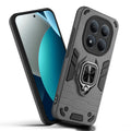 Front and back view of Redmi Note 15 Pro 5G fitted with a protective case and ring grip