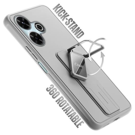 Premium Silicone Case with Metal Kickstand and Camera Protection Back Cover For Poco M6 Plus 5G