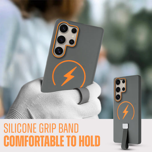 Compact and Stylish Silicon Finish Hard Cover For Samsung S24 Ultra 5G with Integrated Grip Strap & MagSafe Charging Support
