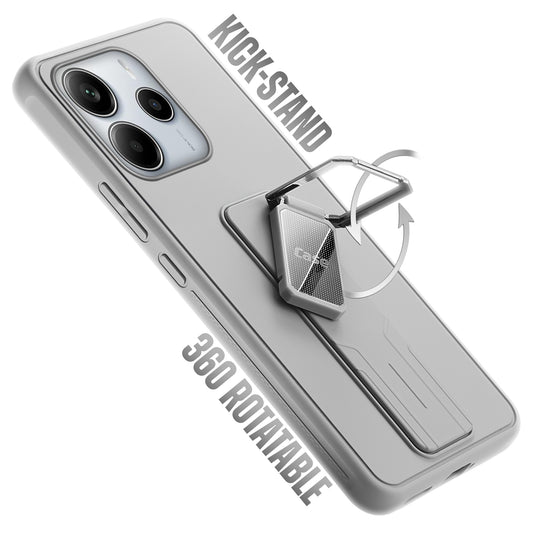 Premium Silicone Case with Metal Kickstand and Camera Protection Back Cover For Redmi Note 14 SE 5G