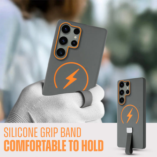 Compact and Stylish Silicon Finish Hard Cover For Samsung S23 Ultra 5G with Integrated Grip Strap & MagSafe Charging Support